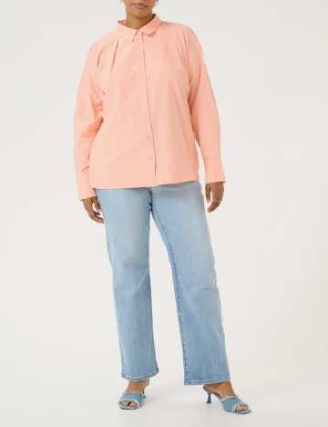 Camasa Oversize Kaffe Curve, piersica Portocaliu