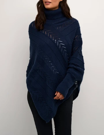 Poncho Cream, bleumarin Albastru