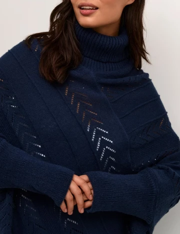 Poncho Cream, bleumarin Albastru