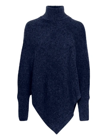Poncho Cream, bleumarin Albastru