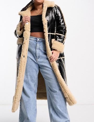 Palton Qed London Plus Size, negru