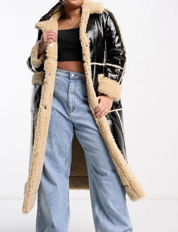 Palton Qed London Plus Size, negru