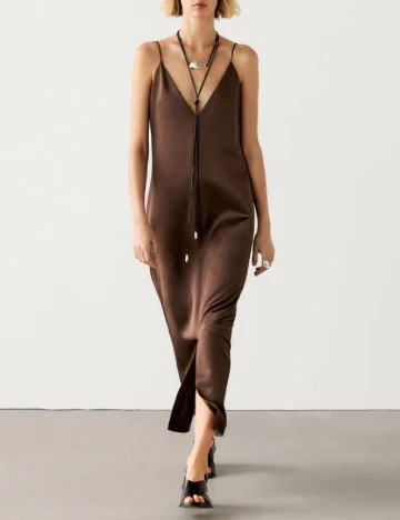Rochie lunga Massimo Dutti, maro