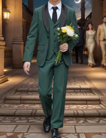 Costum Shein Kids, verde/negru