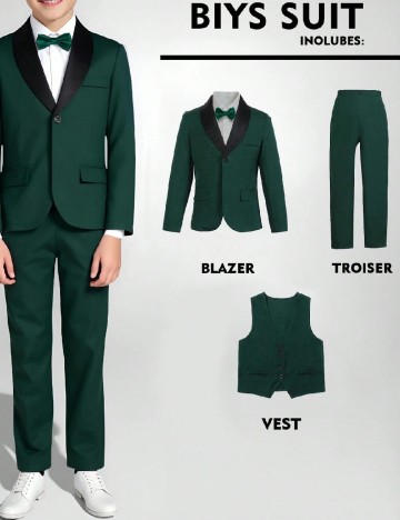 Costum Shein Kids, verde/negru