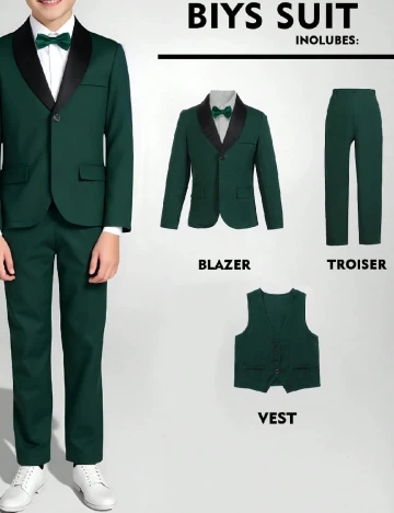 Costum Shein Kids, verde/negru Verde