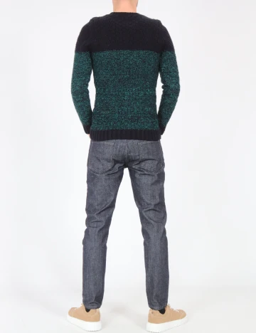 Pulover Bershka, bleumarin/verde Albastru