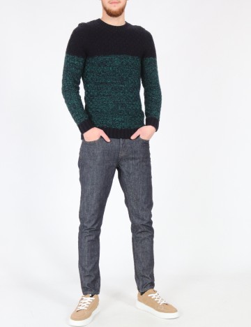 Pulover Bershka, bleumarin/verde