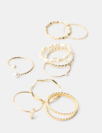 Set Inele 9 bucati Bershka, auriu Galben