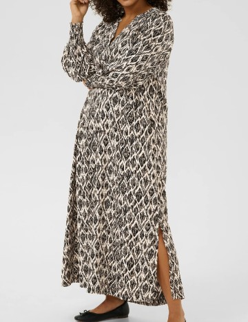 Rochie lunga Kaffe Curve, negru/crem