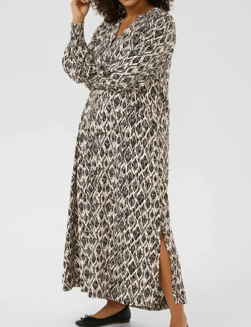 Rochie lunga Kaffe Curve, negru/crem