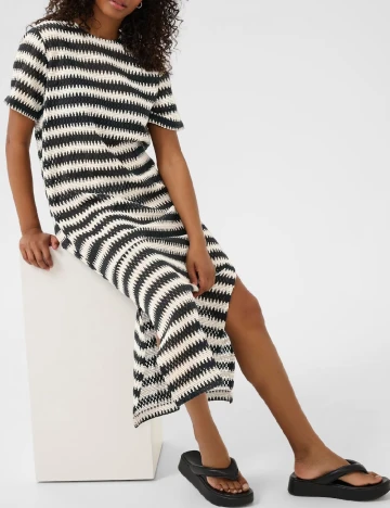 Rochie lunga Kaffe, alb/negru