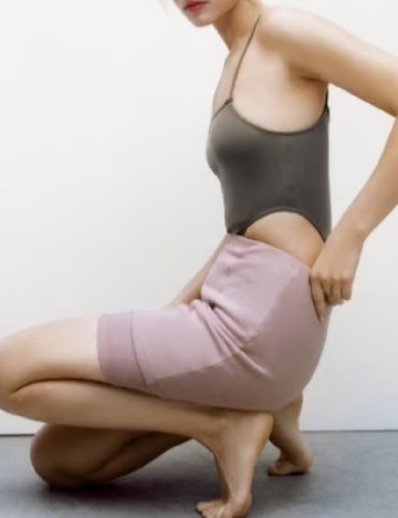 Fusta pantalon Zra, roz pudra