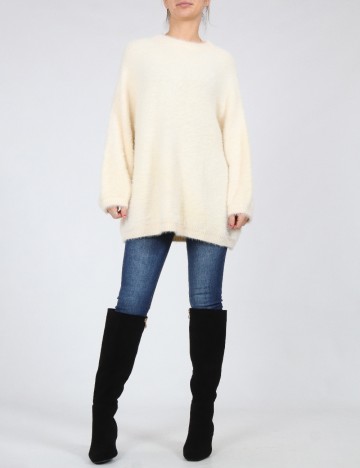 Pulover Oversize Bershka, crem