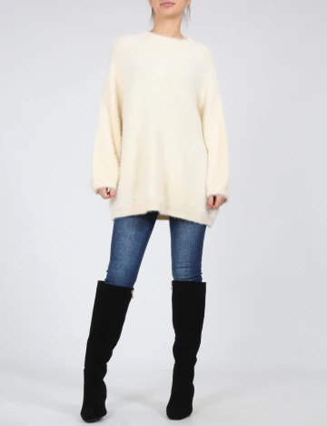 Pulover Oversize Bershka, crem