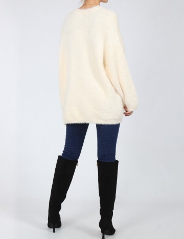 Pulover Oversize Bershka, crem