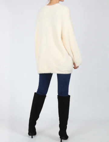 Pulover Oversize Bershka, crem