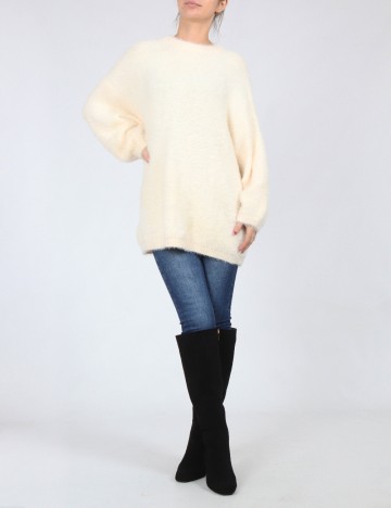 Pulover Oversize Bershka, crem