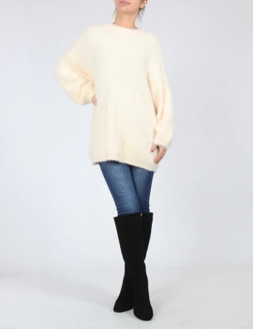 Pulover Oversize Bershka, crem