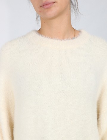 Pulover Oversize Bershka, crem