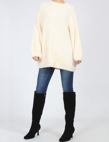 Pulover Oversize Bershka, crem
