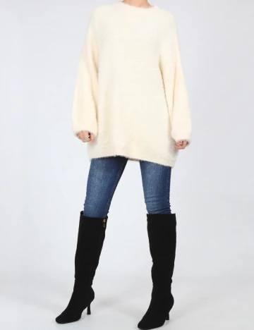 Pulover Oversize Bershka, crem