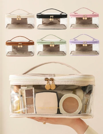 Geanta de cosmetice SHEIN, tranparent Alb