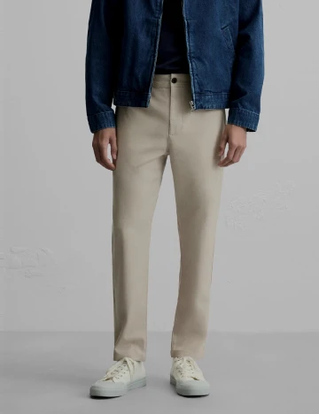 Pantaloni Zara, bej Crem