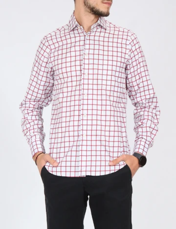 Camasa Zara, alb/rosu Alb