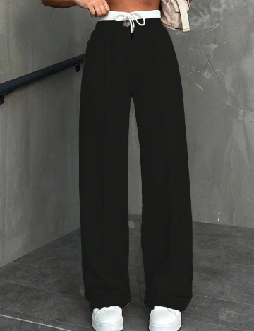 Pantaloni SHEIN, negru/alb