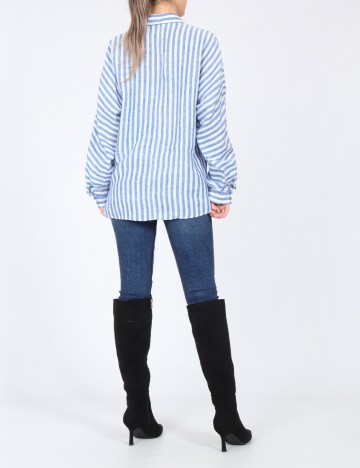 Camasa Oversize Massimo Dutti, alb/albastru