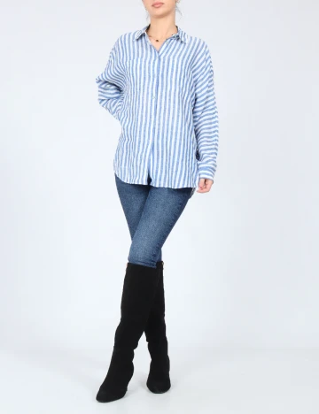 Camasa Oversize Massimo Dutti, alb/albastru