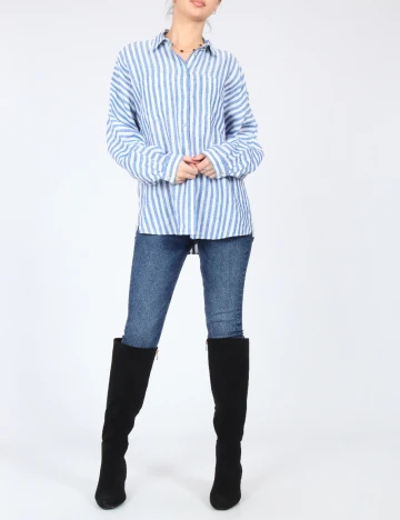 Camasa Oversize Massimo Dutti, alb/albastru