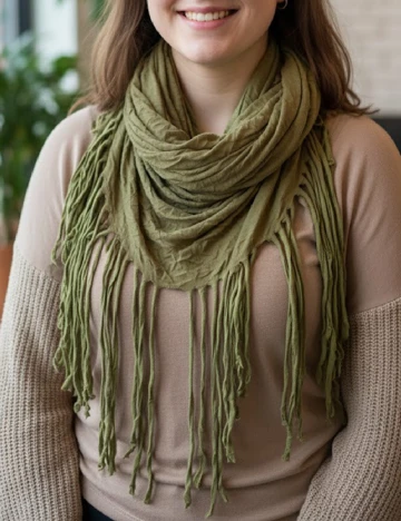 Esarfa circulara Bershka, verde Verde