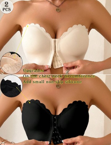 Set sutiene 2 bucati SHEIN, crem/negru