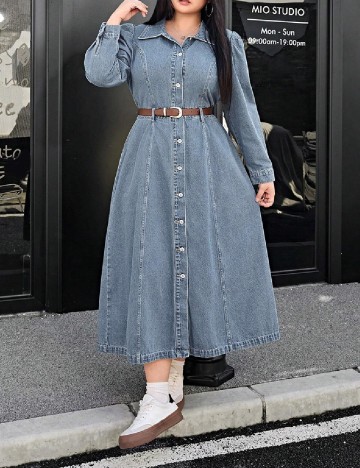 
						Rochie medie SHEIN CURVE, albastru deschis