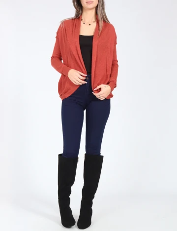 Cardigan Bershka, caramiziu Rosu