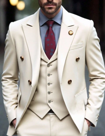 Costum SHEIN Plus Size Men, bej Crem