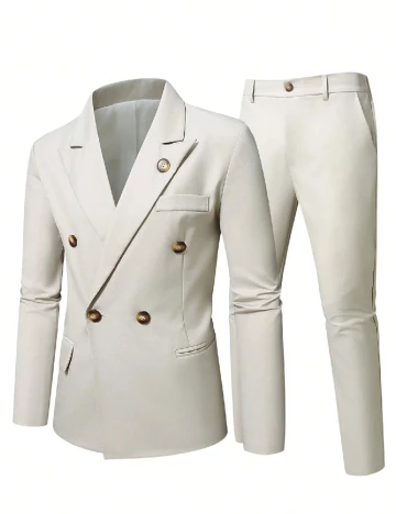 Costum SHEIN Plus Size Men, bej Crem