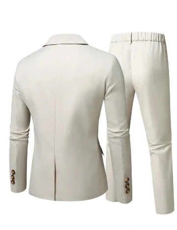 Costum SHEIN Plus Size Men, bej Crem