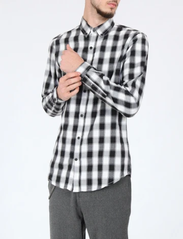 Camasa Pull&Bear, alb/negru Alb