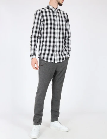 Camasa Pull&Bear, alb/negru Alb