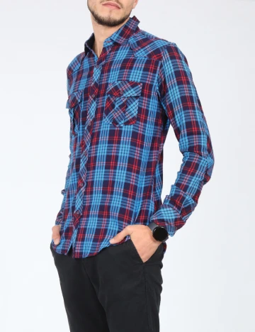 Camasa Zara, albastru/rosu Albastru