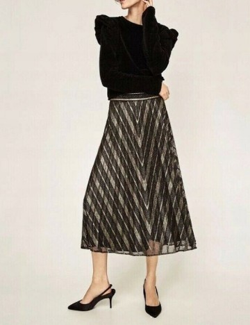 
						Fusta Zara, negru/auriu