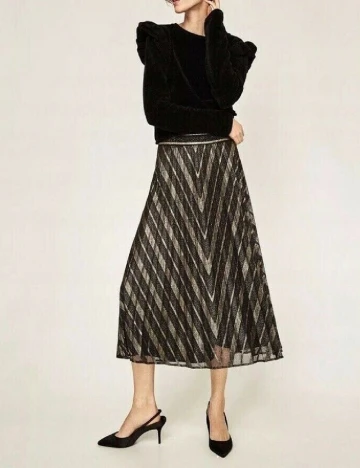 Fusta Zara, negru/auriu Negru