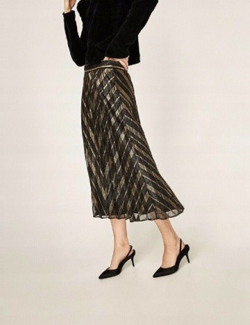 Fusta Zara, negru/auriu