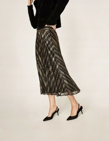 Fusta Zara, negru/auriu Negru