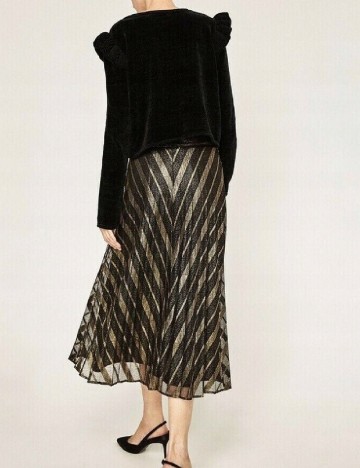 Fusta Zara, negru/auriu