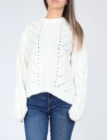 Pulover Bershka, alb Alb