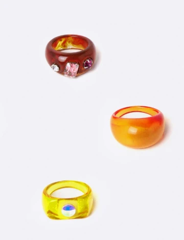 Set Inele 3 bucati Bershka, mix culori Mix culori